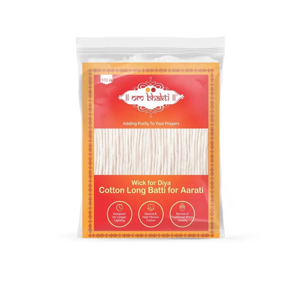 Om Bhakti Wick for Diya - Cotton Long Batti