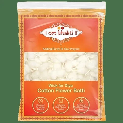 Om Bhakti Wick for Diya - Cotton Flower Batti