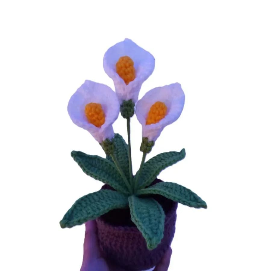 Handmade Crocheted Calla Lily Potted Plant
