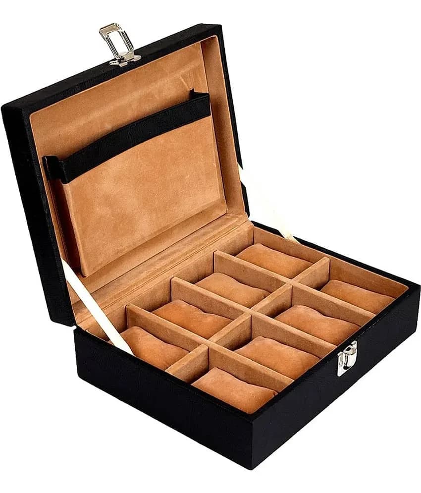 Leather World 8-Slot Unisex Watch Box Organizer Case
