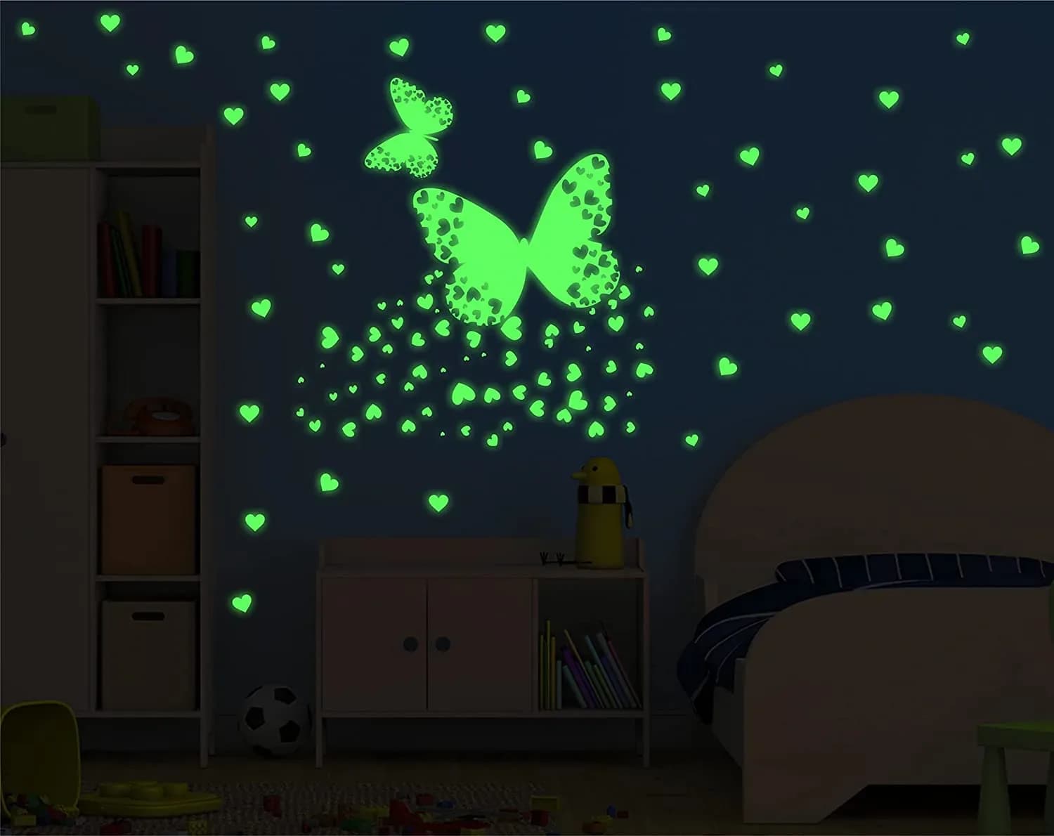 DreamKraft 60 Pieces Glow in The Dark Sticker Flying Butterflies with Little Hearts Add a Delicate Touch to Your Home Decor