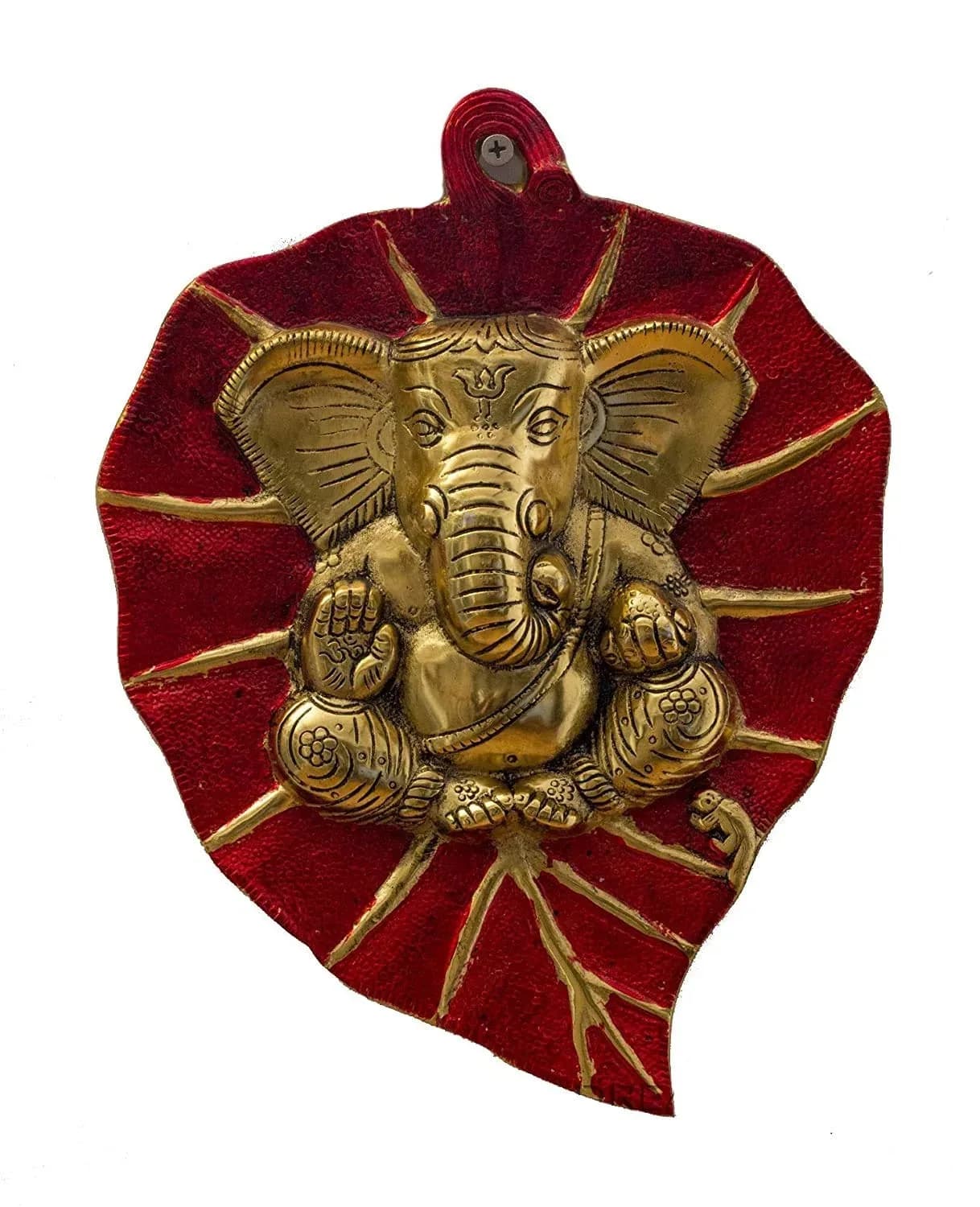 DreamKraft 12-Inch Leaf Ganesh Wall Hanging with Meenakari Work for Home Decor