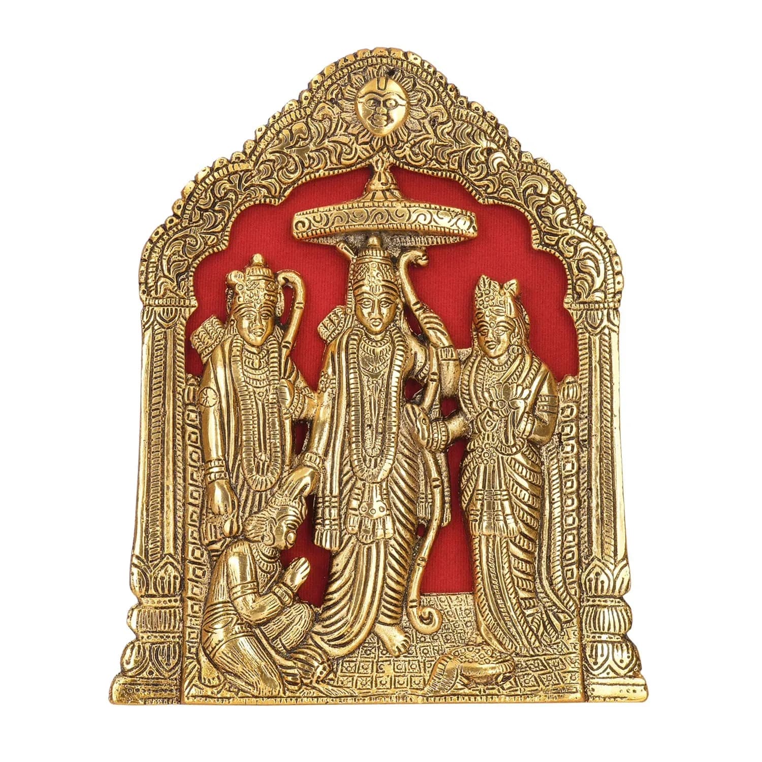 DreamKraft Antique White Metal Lord Ram Darbar Idol for Home Decor and Puja (25.4 cm x 15.24 cm)