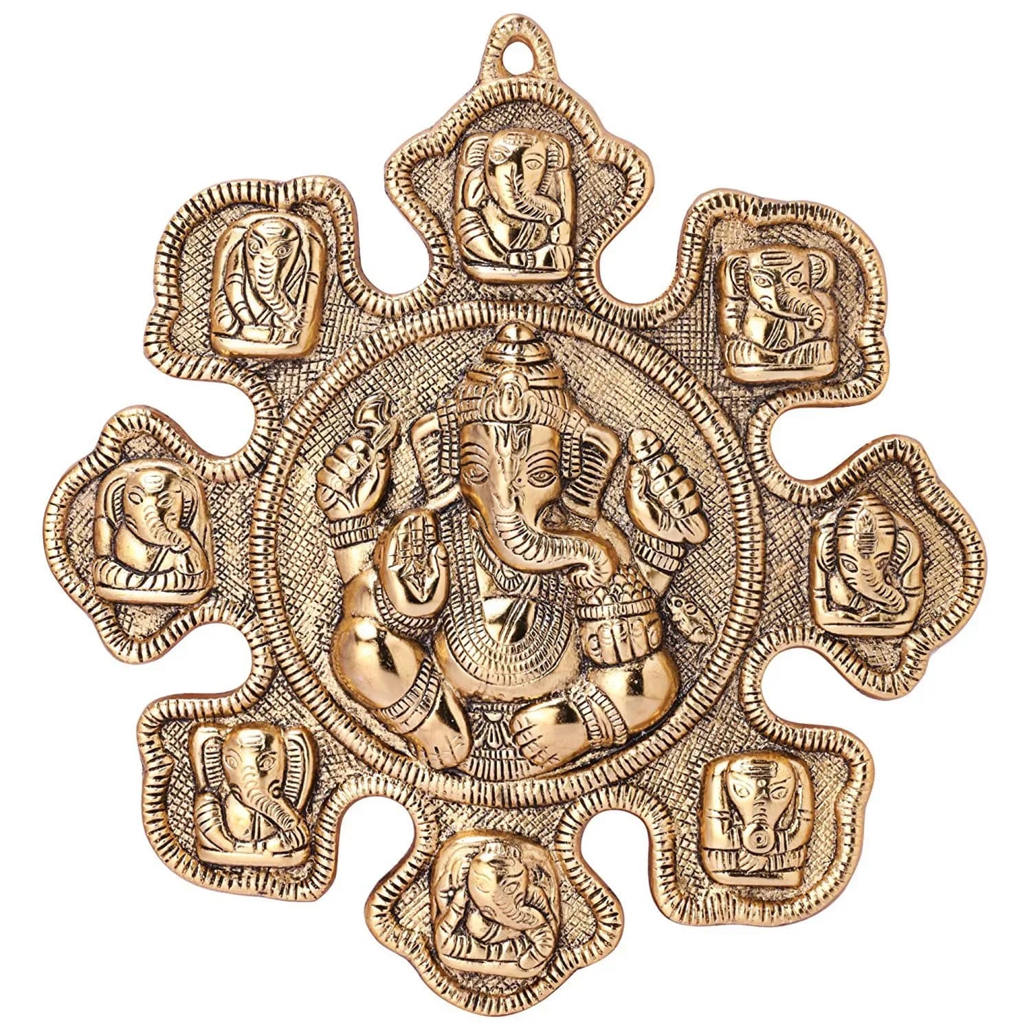 DreamKraft Astavinayaka (8 Avatar of Lord Ganesha) Metal Gold Plated Wall Hanging for Home Decor and Gift