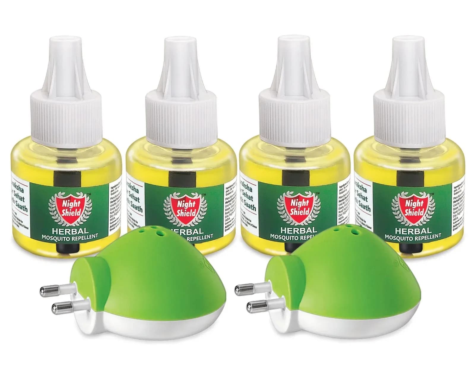 Night Shield Herbal Mosquito Repellent Vaporizer Kit – 45 ml (2 Machines & 4 Refills)