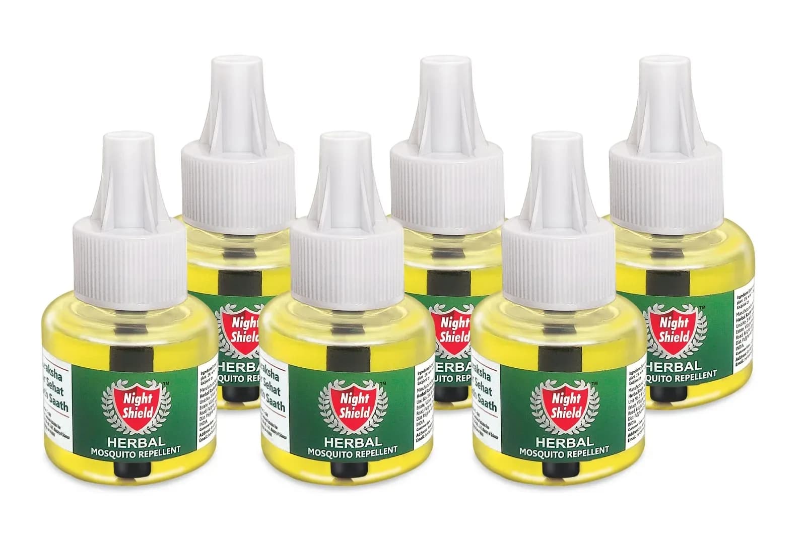Night Shield Herbal Mosquito Repellent Liquid Vaporizer Refill - 45ml (Pack of 6)