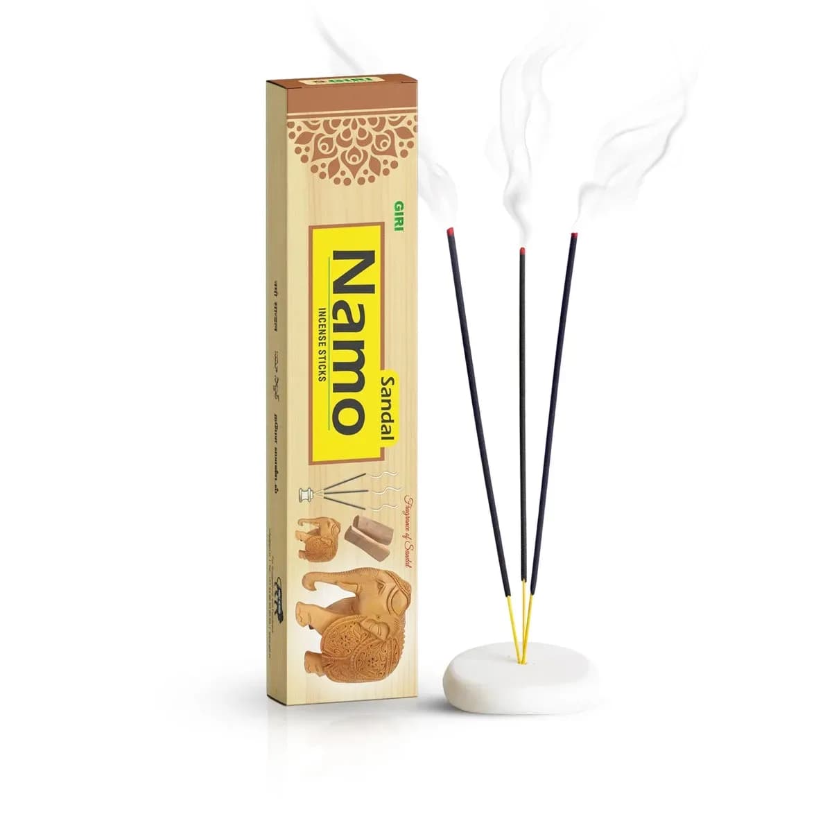 Giri Namo Sandal Incense Sticks for Pooja (10 Sticks)