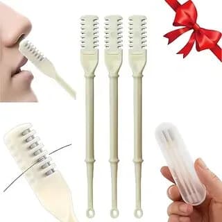 Manual Nose Hair Trimmer Dual Head Rotating Nasal Razor Non-Electrical Nose Cleaner