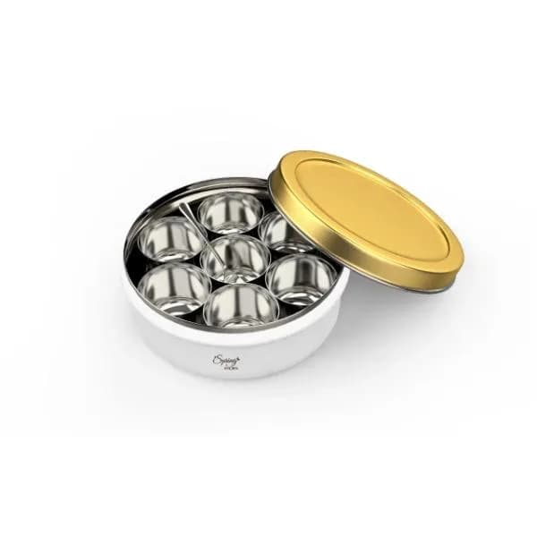 Stainless Steel Spice Box with Mini Bowls and Spoon