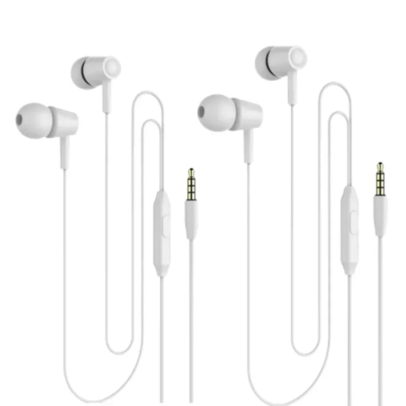 La'Forte Premium Wired Stereo Earphones with Mic, In-Ear, White (Pack of 2)