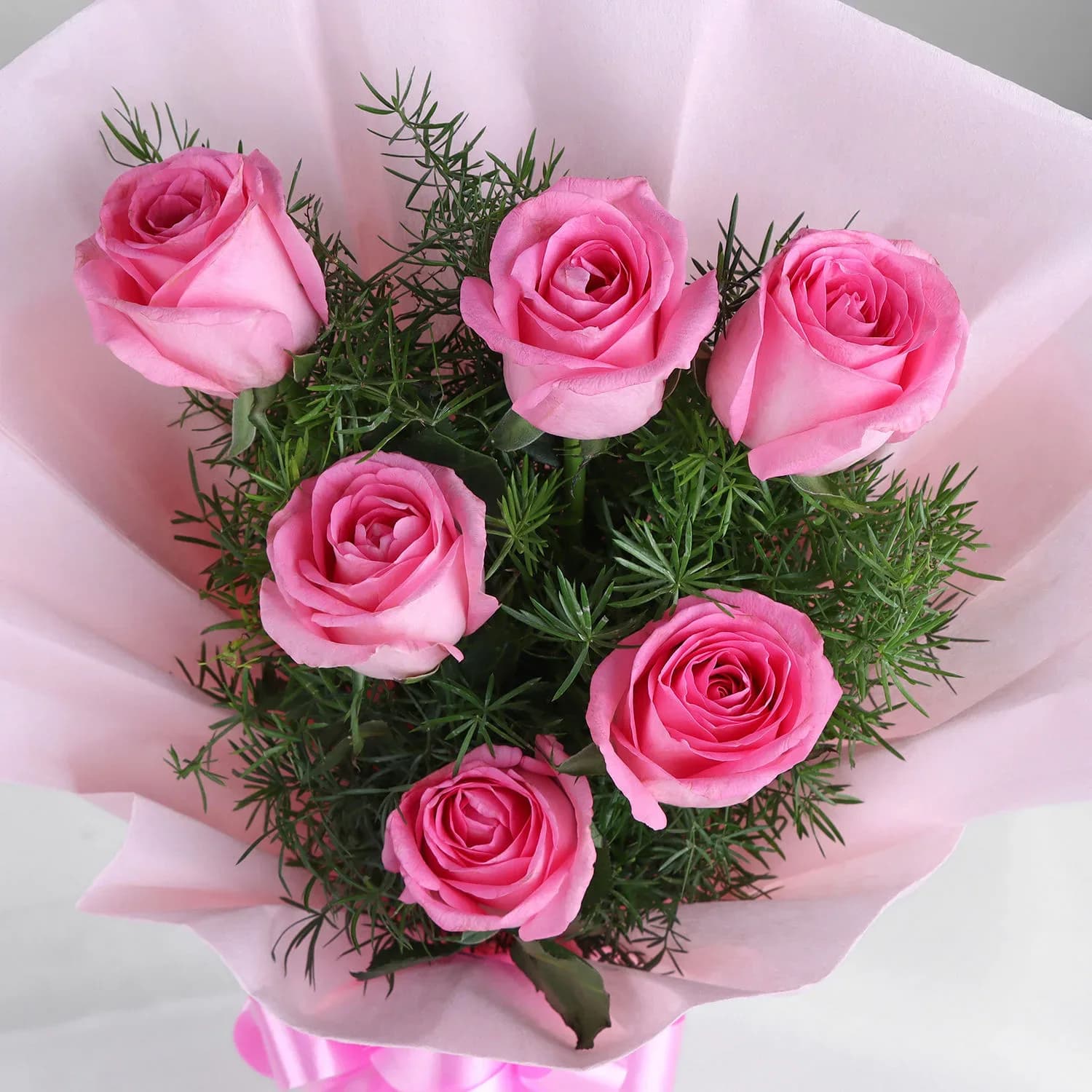 Delicate Love Pink Roses Bunch