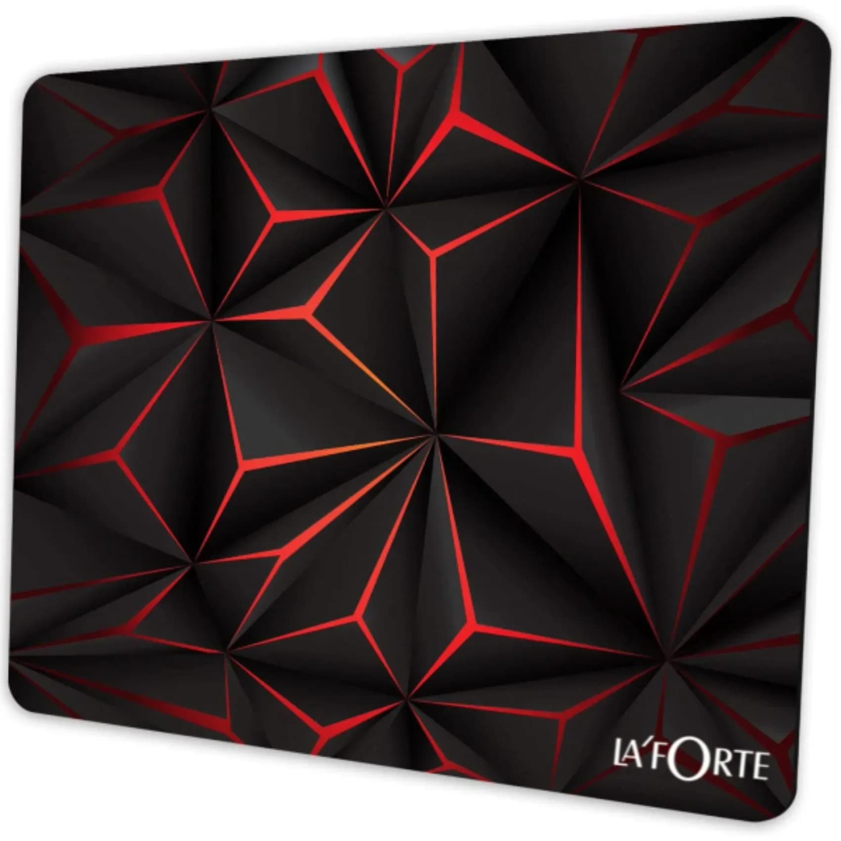 LA'FORTE Non-Slip Rubber Mousepad (Pack of 2), Red and Black Abstract, 3 mm Thick