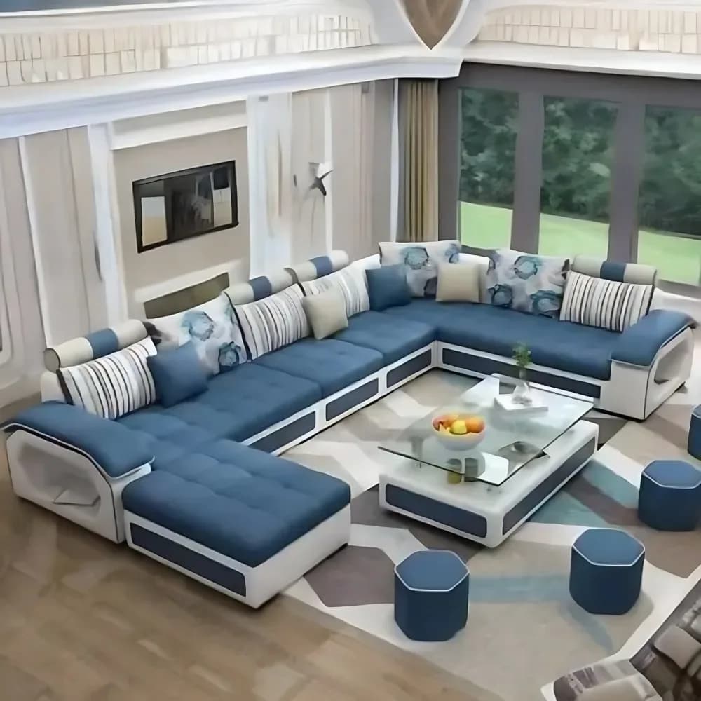 Starlet Furniture U Shape 9 Seater Fabric Sofa Set