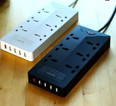 Remax Aliens Series Universal Travel Adapter with 4 USB Ports - Black