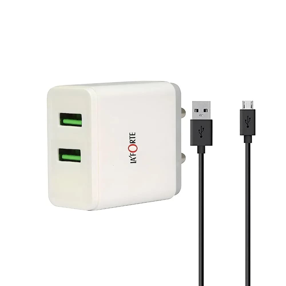 La'Forte Dual USB Fast Charging Wall Charger with Micro USB Cable 2.1A