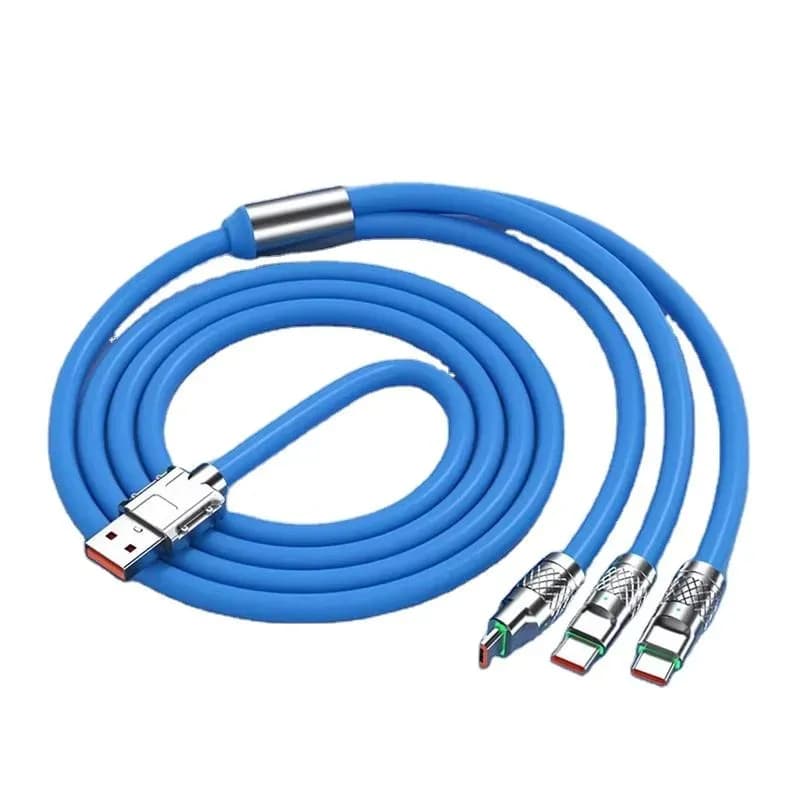 True Desire 3-in-1 Fast Charging Cable for Android and iPhone, 680 Mbps (Blue)