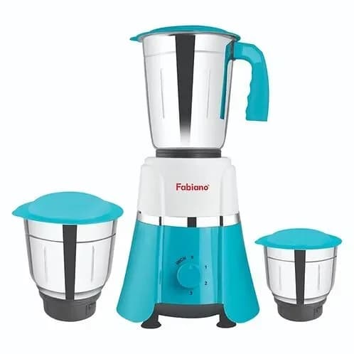 Fabiano Rapid Plus Mixer Grinder, 550W, 3 Jars (White & Blue)