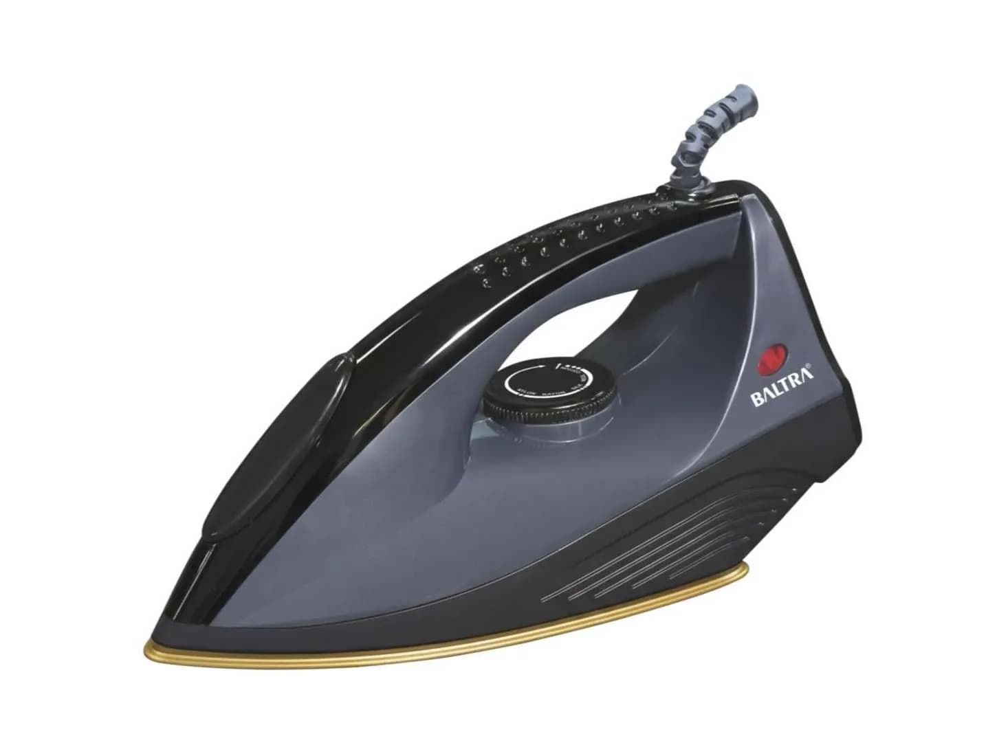 Baltra Sleek Dry Iron for Clothes, 1000W, Greblon Non-Stick Golden Soleplate with German Technology