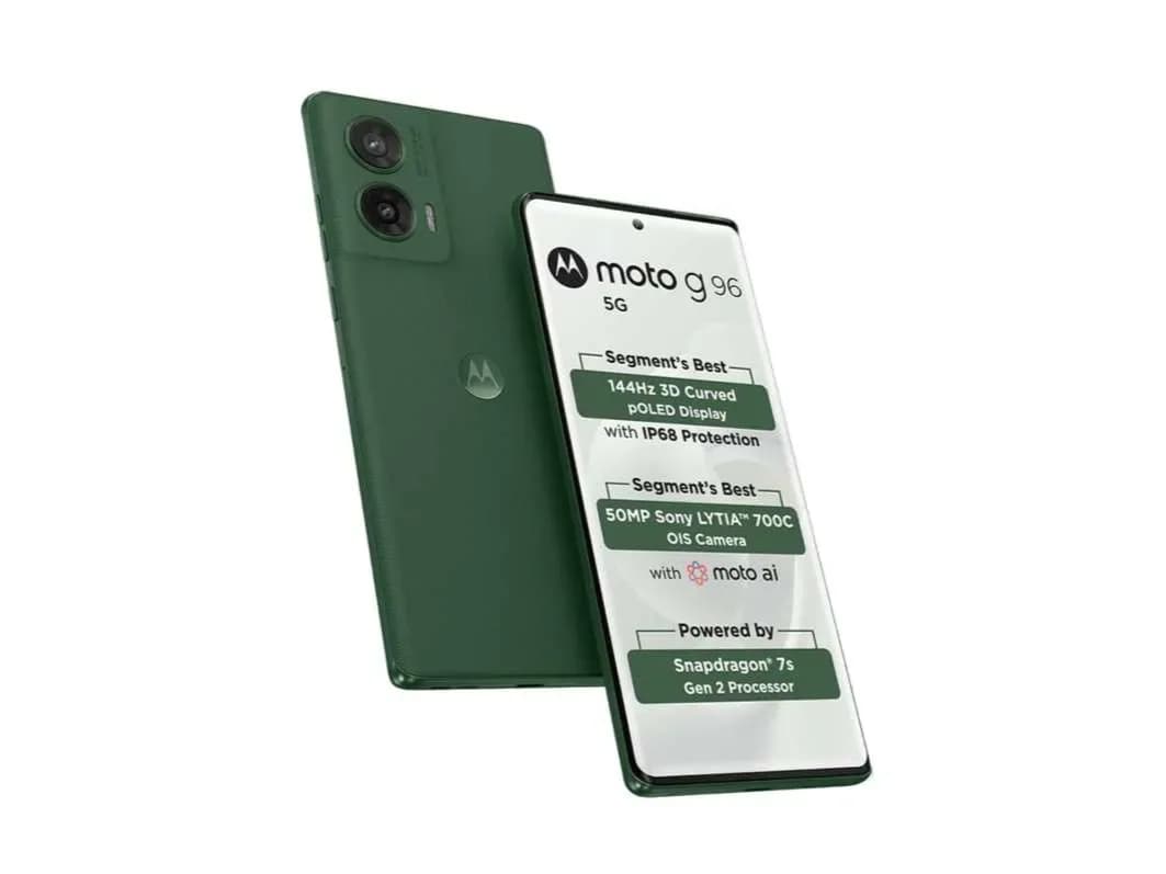 Motorola Moto G96 5G Smartphone with (8GB RAM, 128GB Storage), 32MP Front Camera, 5500 mAh Battery - Pantone Greener Pastures