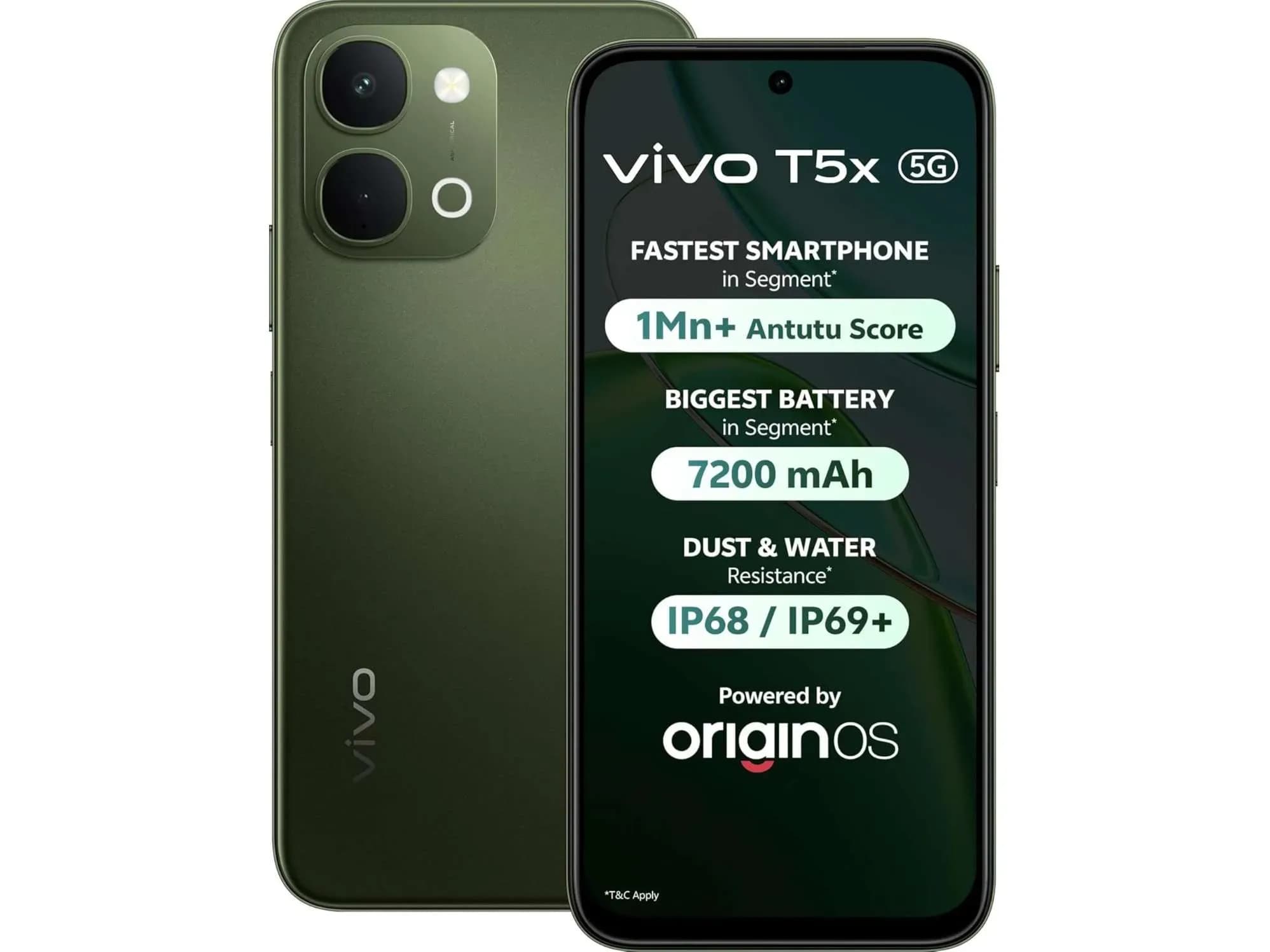 Vivo T5x 5G (8GB RAM, 256GB Storage) - Cyber Green