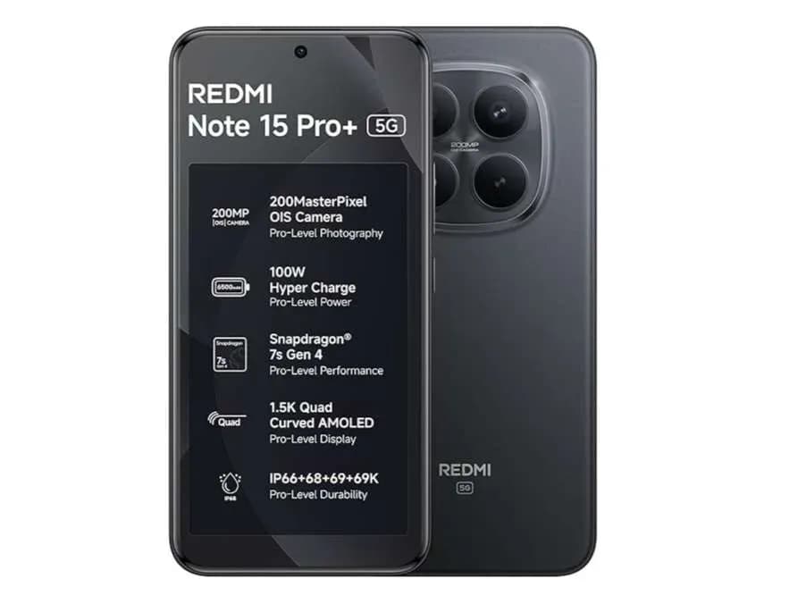 Redmi Note 15 Pro+ 5G Smartphone 12GB RAM 512GB Storage Carbon Black