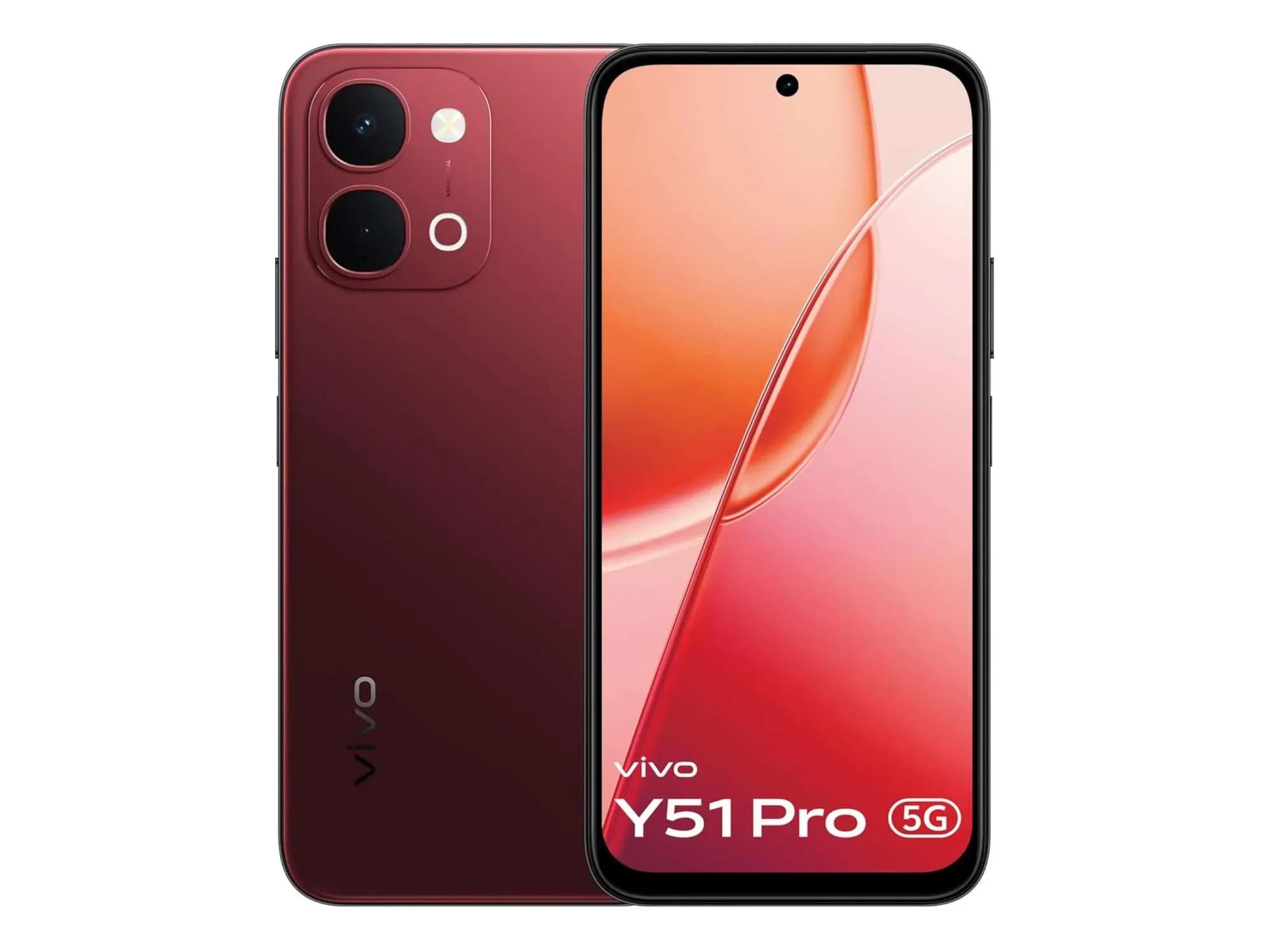 Vivo Y51 Pro 5G (8GB RAM, 256GB Storage) 5G Mobile Phone with FHD+ Display, Smooth Performance & Powerful Battery - Festive Red