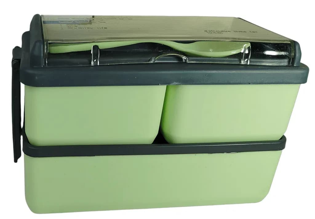 Double Decker Multi-Compartment Lunch Box With Cutlery