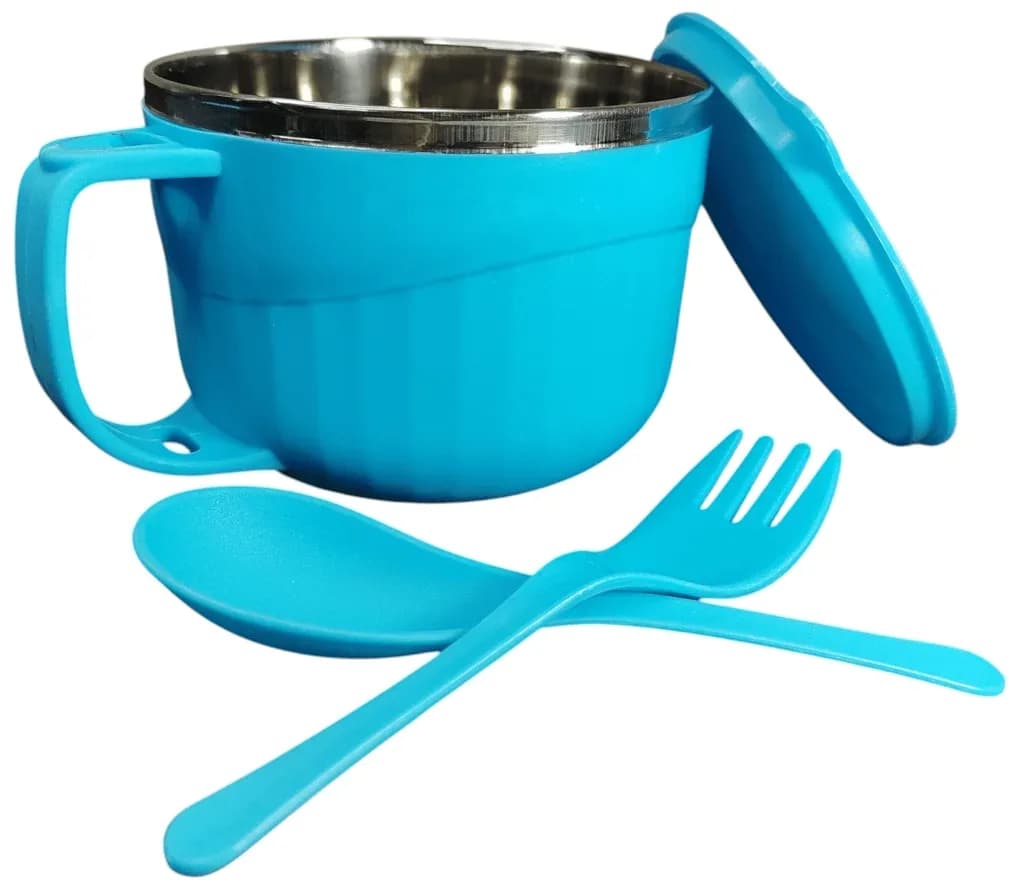 Maggie and Soup Bowl with Spoon and Fork