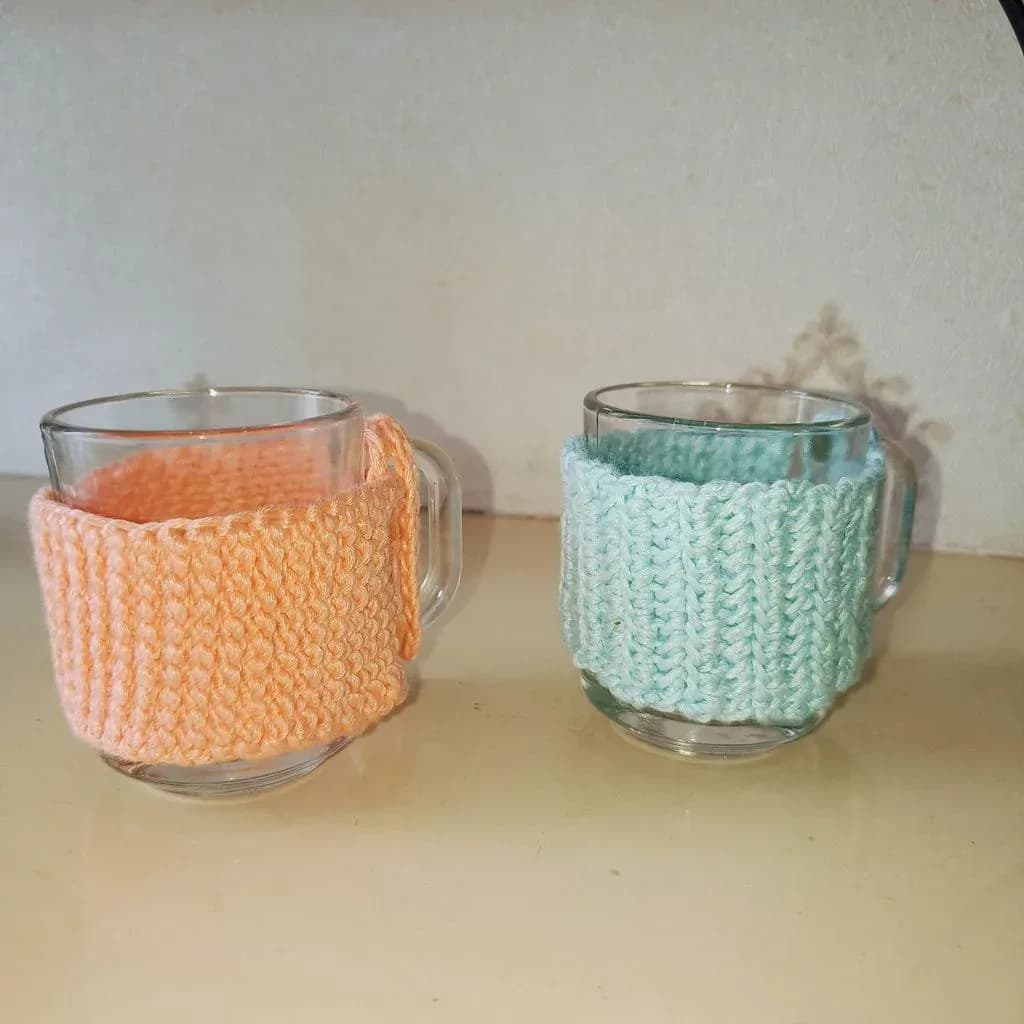 Hand-Knitted Mug Cozy Set