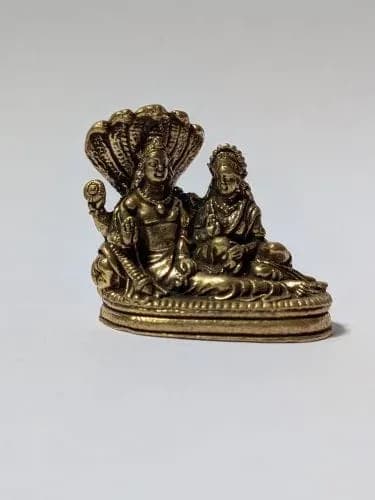 Miniature Brass Vishnu Lakshmi Anantashayana Murti