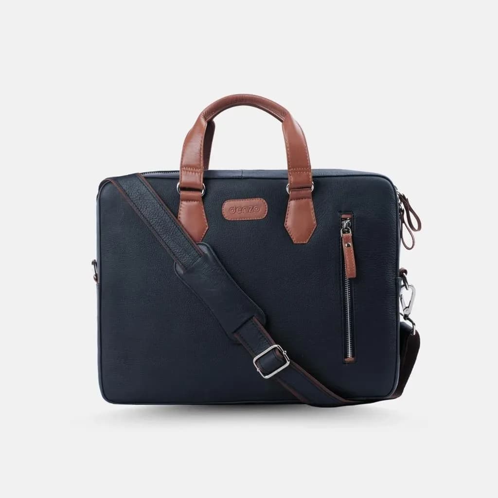 NexusBlend Navy Blue Tan Laptop Bag