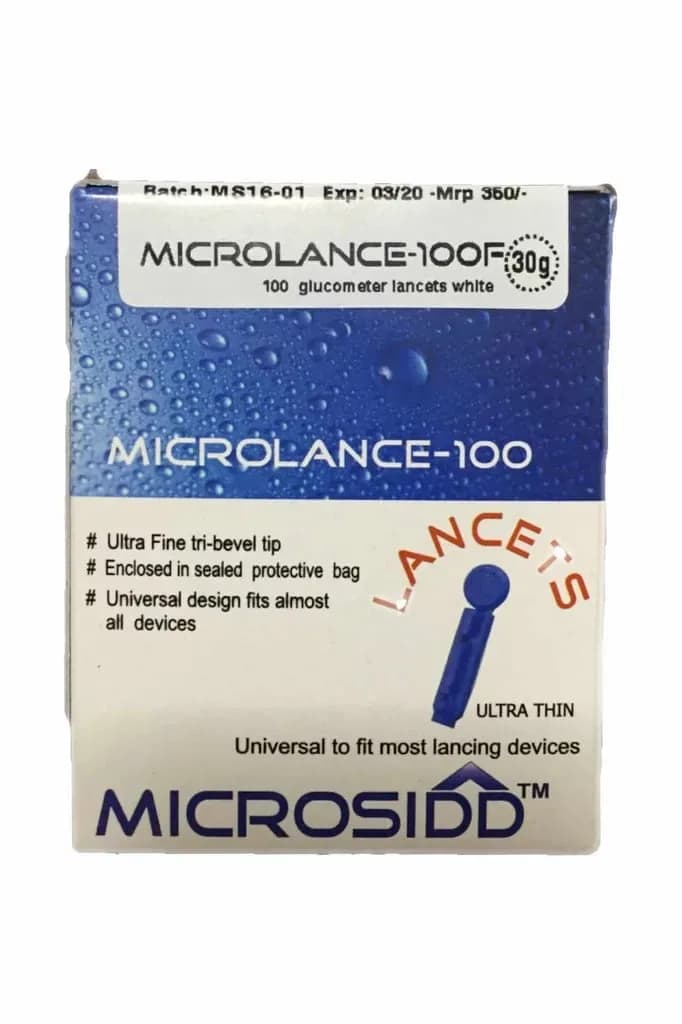 Microlance White Flat Glucometer Lancets, Compatible with Accu-Chek Meters