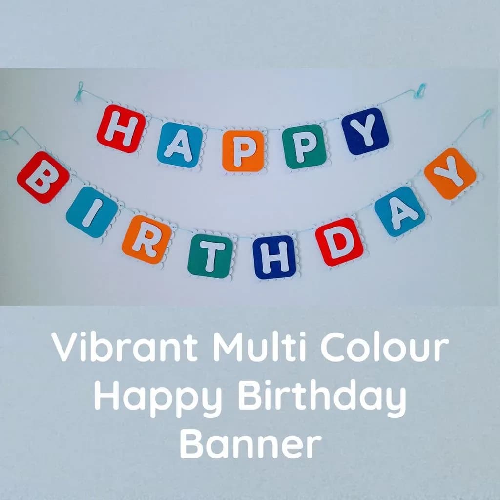 Vibrant Multi Colours Happy Birthday Banner