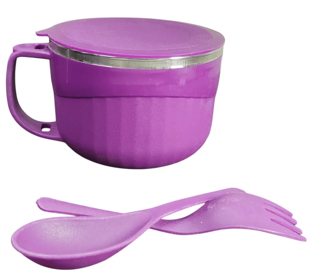 Maggie and Soup Bowl with Spoon and Fork