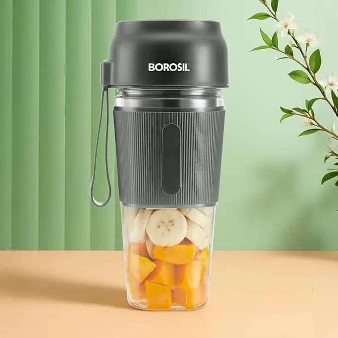 Borosil NutriGrip Portable Blender (Grey)