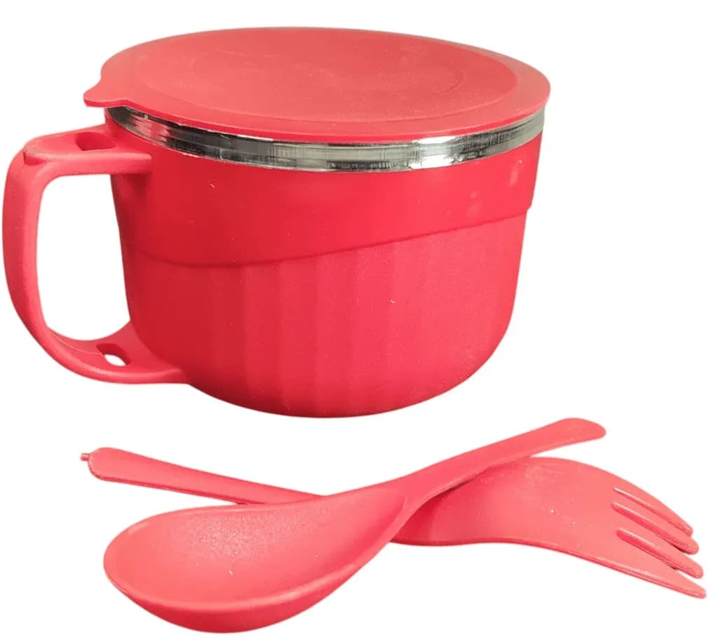 Maggie and Soup Bowl with Spoon and Fork
