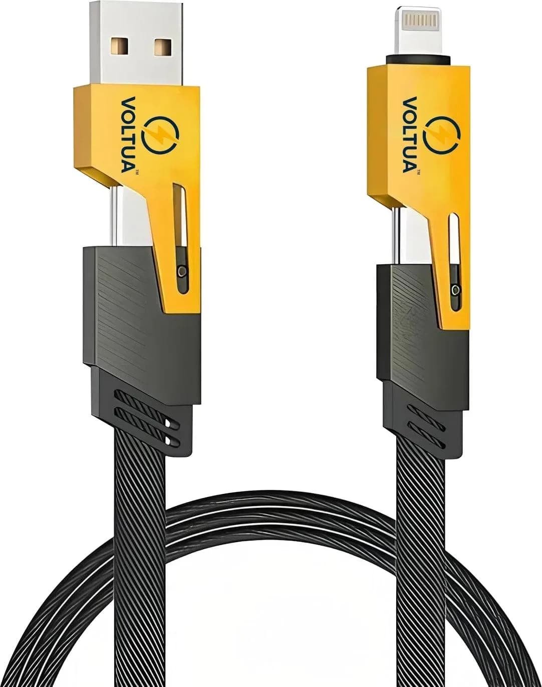 Voltua 4-in-1 Fast Charging and Data Cable, Nylon Braided, 65W PD