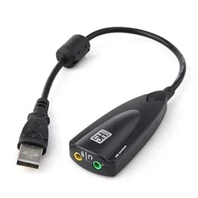 USB External Sound Card 7.1 Channel USB to 3.5mm Audio Adapter with Mic (Black)