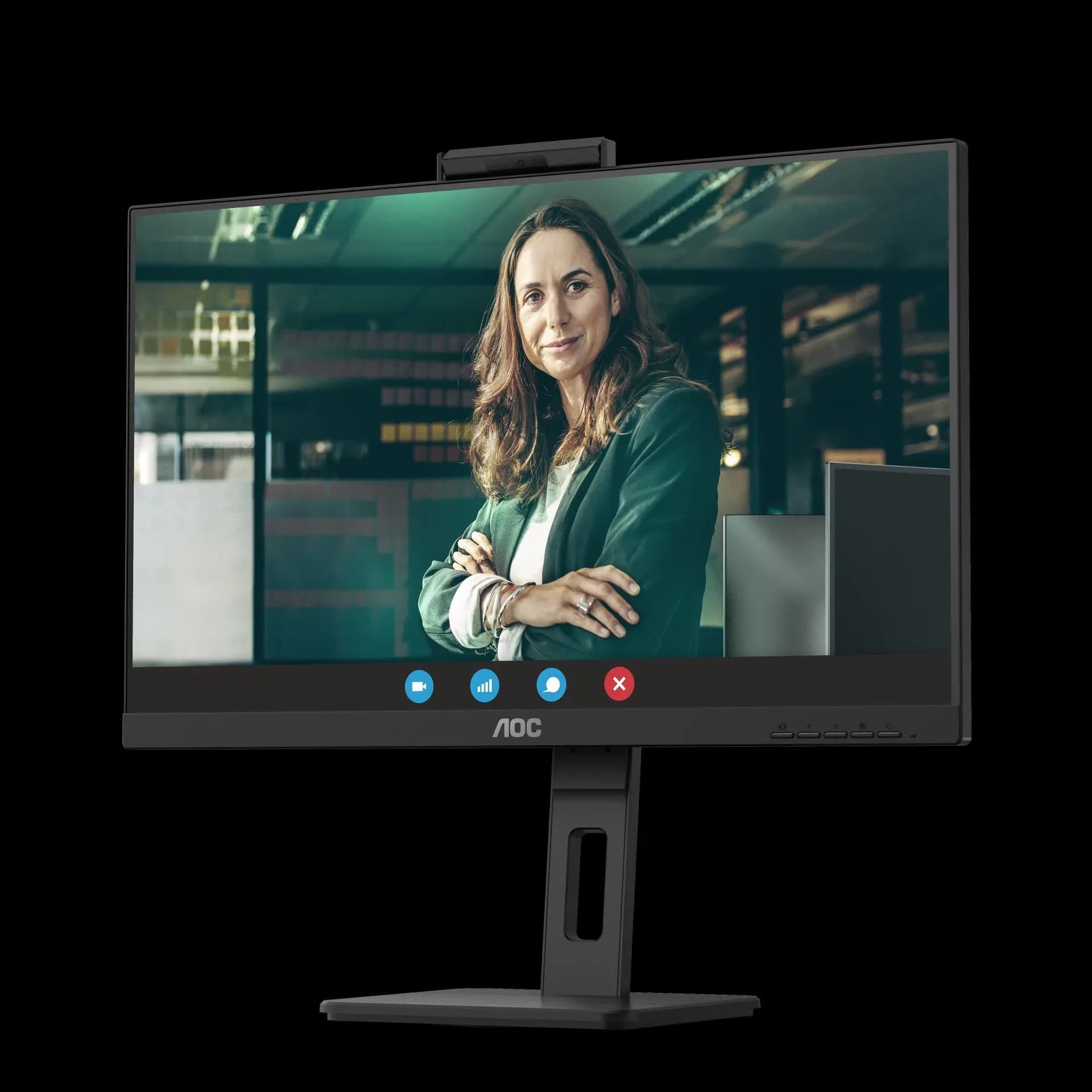 AOC 27-inch QHD IPS Monitor with Webcam and Height Adjustable Stand
