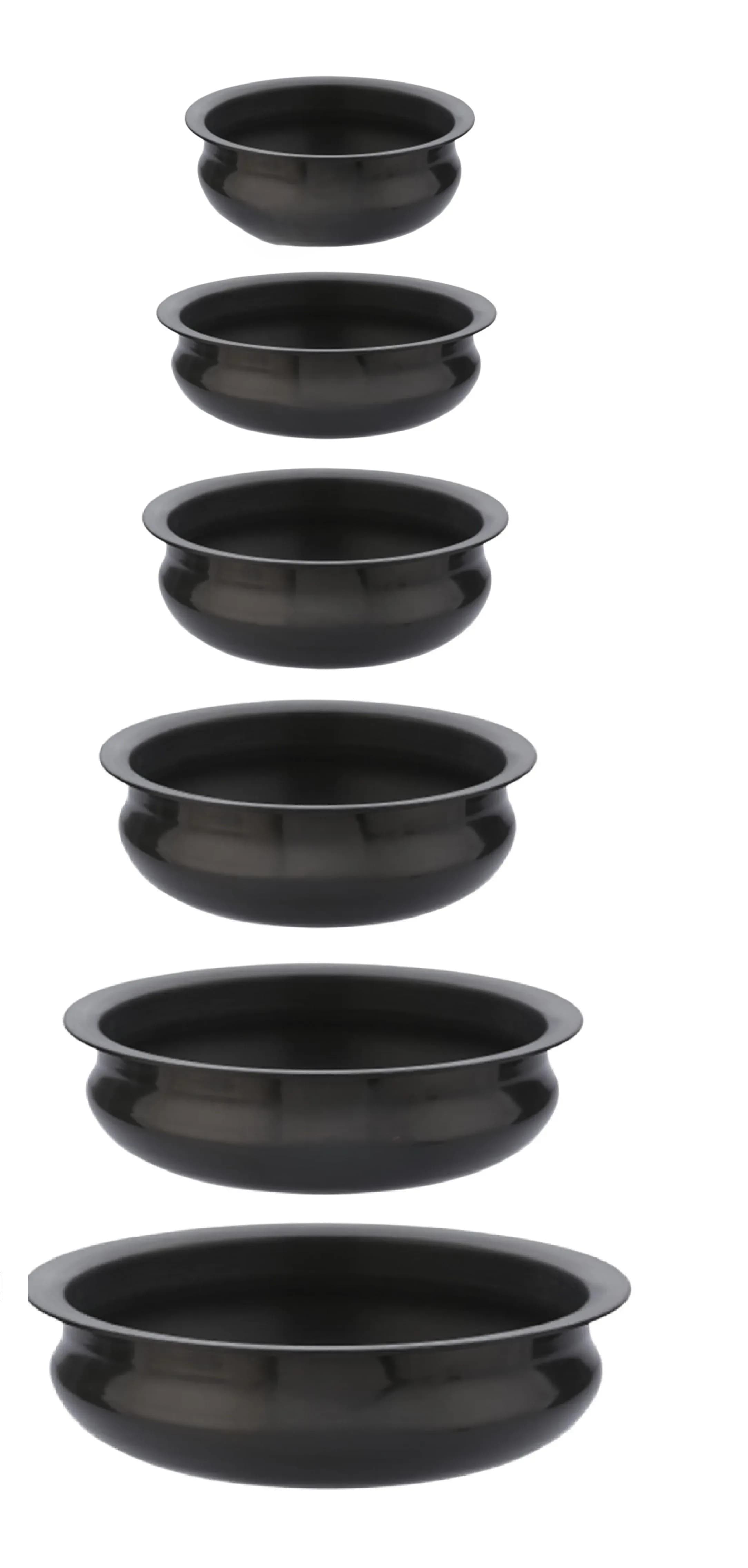 India Gold Hard Anodized Aluminum Uruli Set of 6