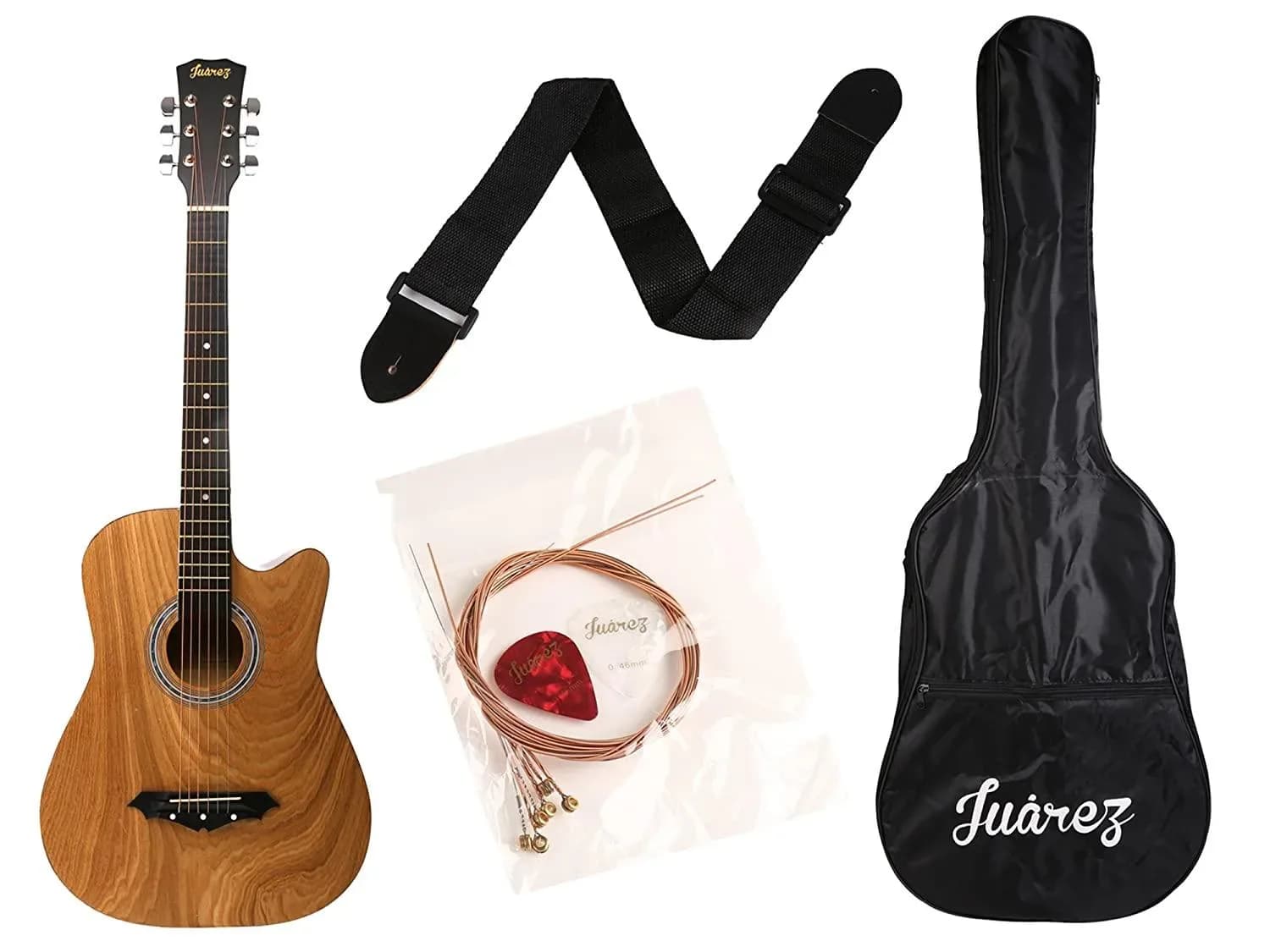Juarez 6-String 38-Inch Cutaway Acoustic Guitar with Bag, Extra Strings, Picks and Strap
