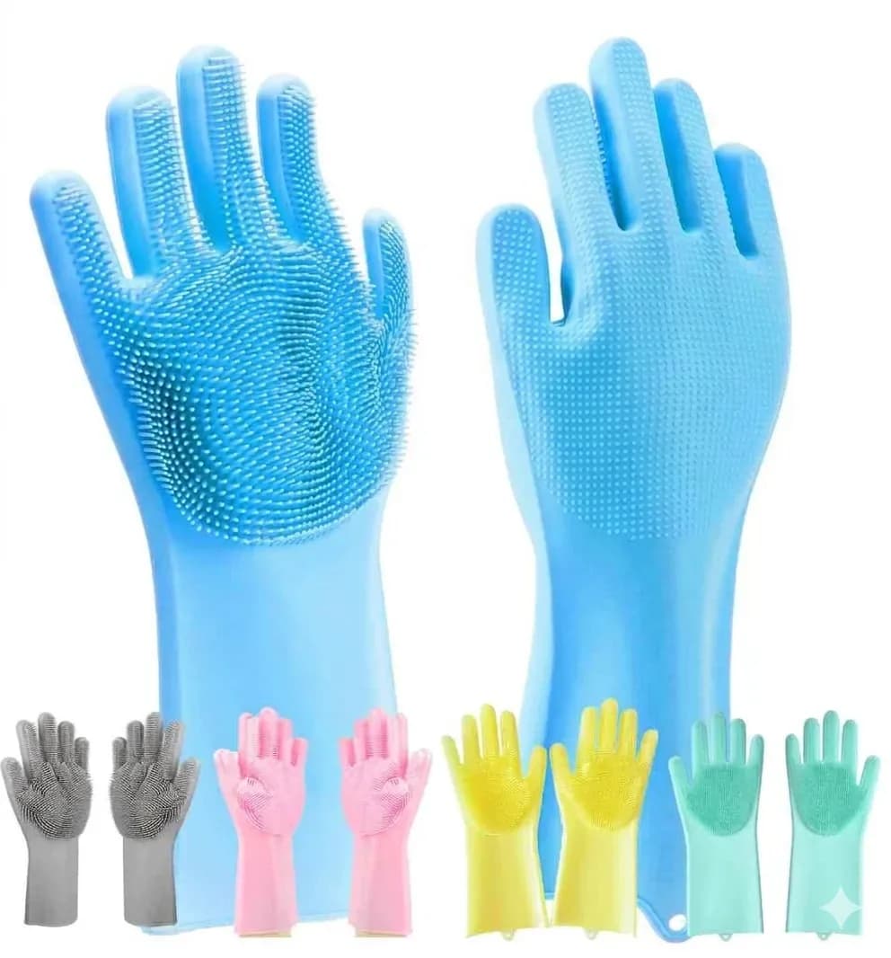 Silicone Dishwashing Gloves with Scrubber Bristles