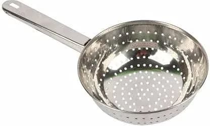 Granny Kitchen Stainless Steel Poha Strainer Colander with Handle, Kitchen Sieve for Rice and Grains