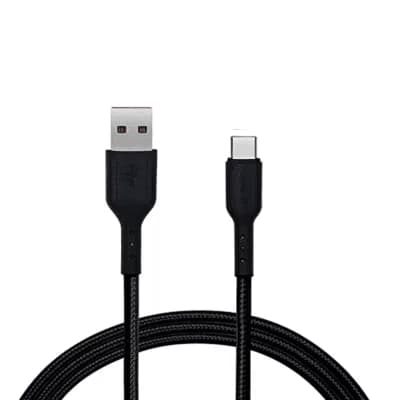 Champion USB to Type-C 3A Data Sync & Fast Charging Braided Cable for Android and Type-C Devices - Black