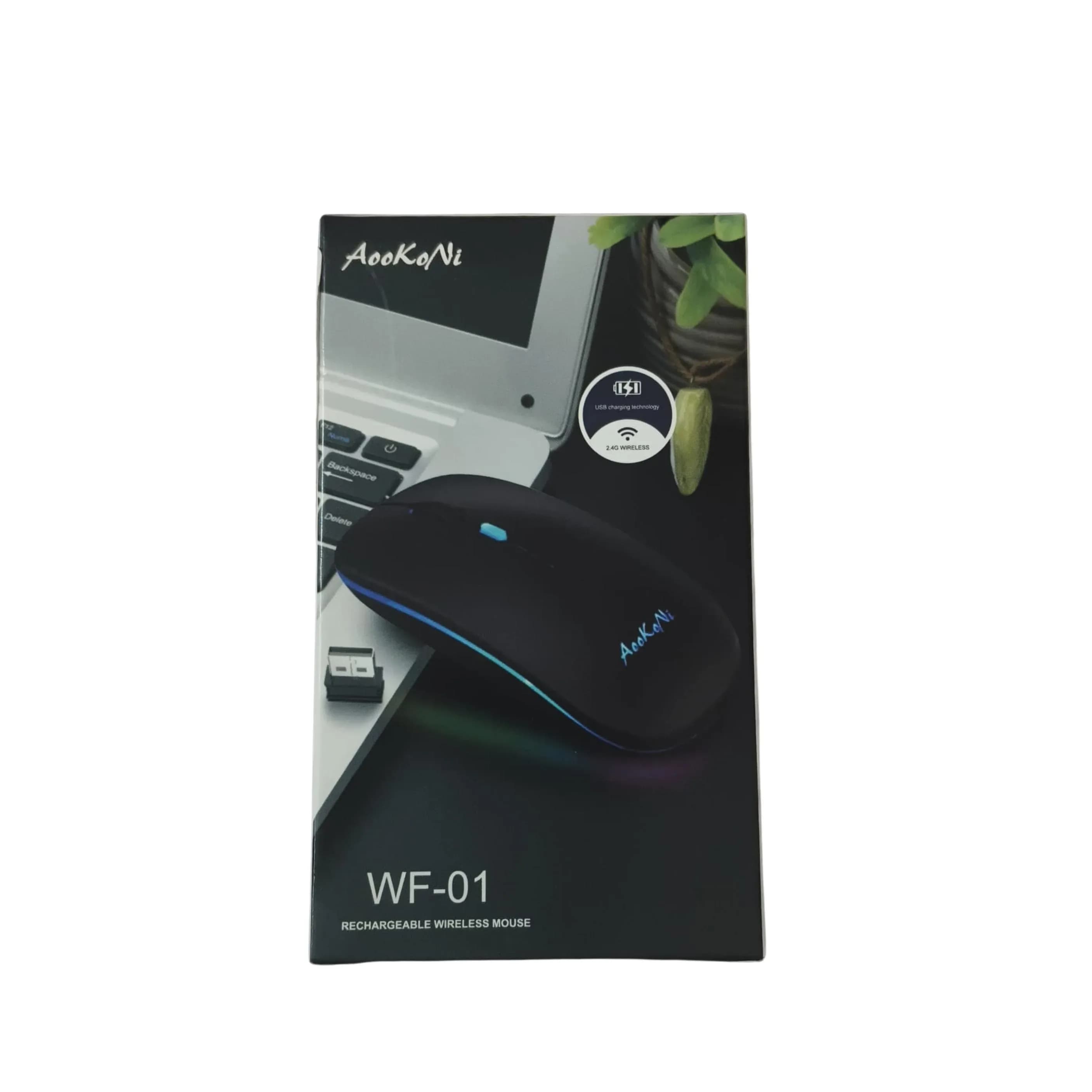 Aooko Ni Rechargeable Wireless Mouse with Nano USB Receiver - Silver