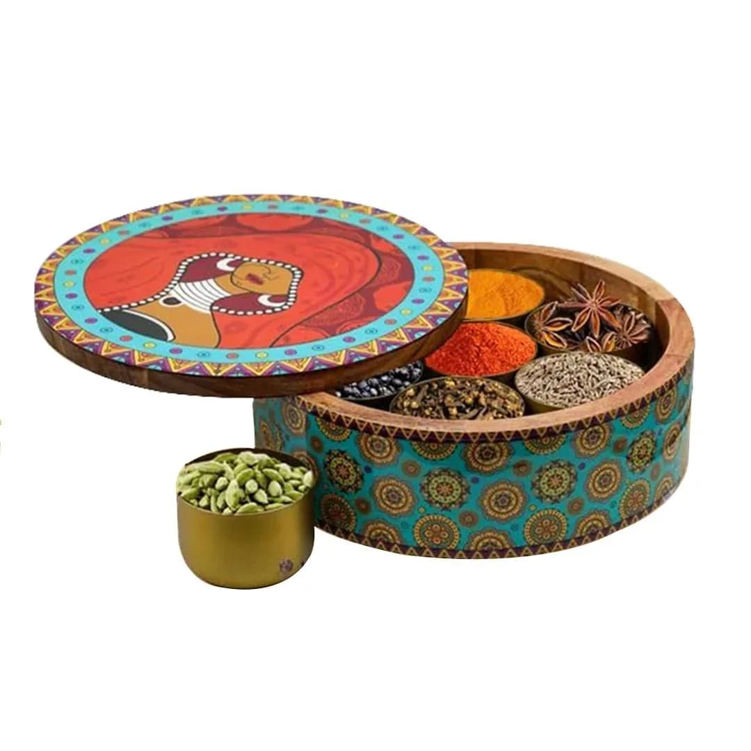 Homeprivilez Classic Wooden Spice Box Set