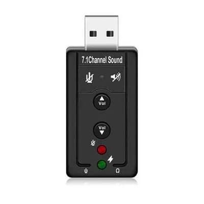 USB to 3.5mm Audio Adapter, 7.1 External USB Sound Card for PC, Headphones & Microphone (Black)