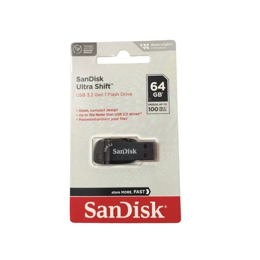 SanDisk Ultra Shift 64GB USB 3.2 Gen1 Flash Drive – Black