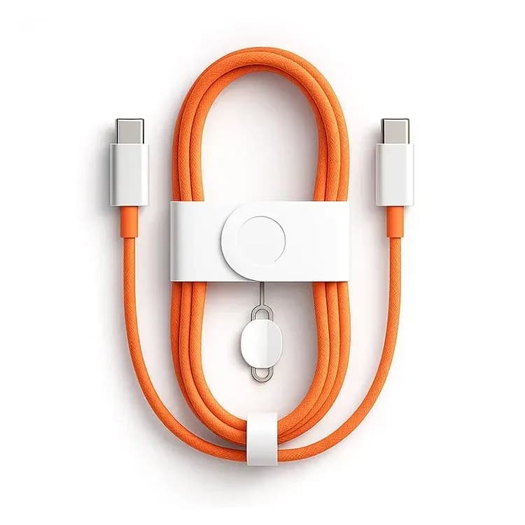 Voltua USB-C to USB-C Fast Charging Cable (60W, Nylon Braided, Orange)